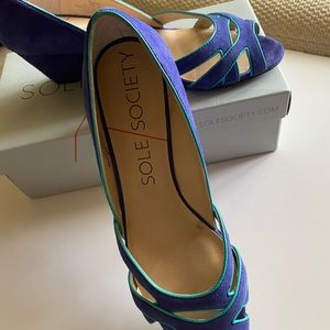 Sole Society suede 2-tone wedge heels
